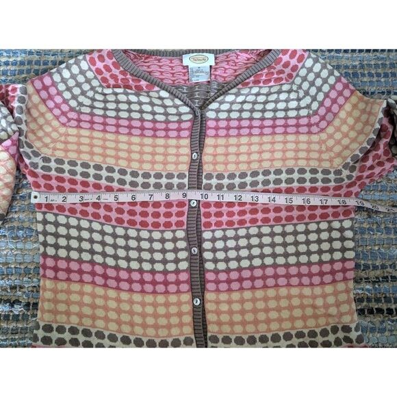 VTG Talbots Sweater Cardigan M Spotted Colorful Retro Cashmere Cotton Light Acad - Picture 4 of 8